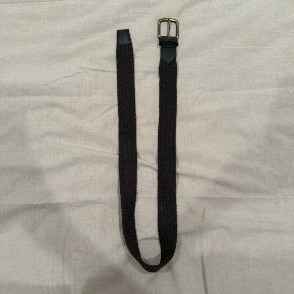 Brown Woven Belt with Gold Buckle